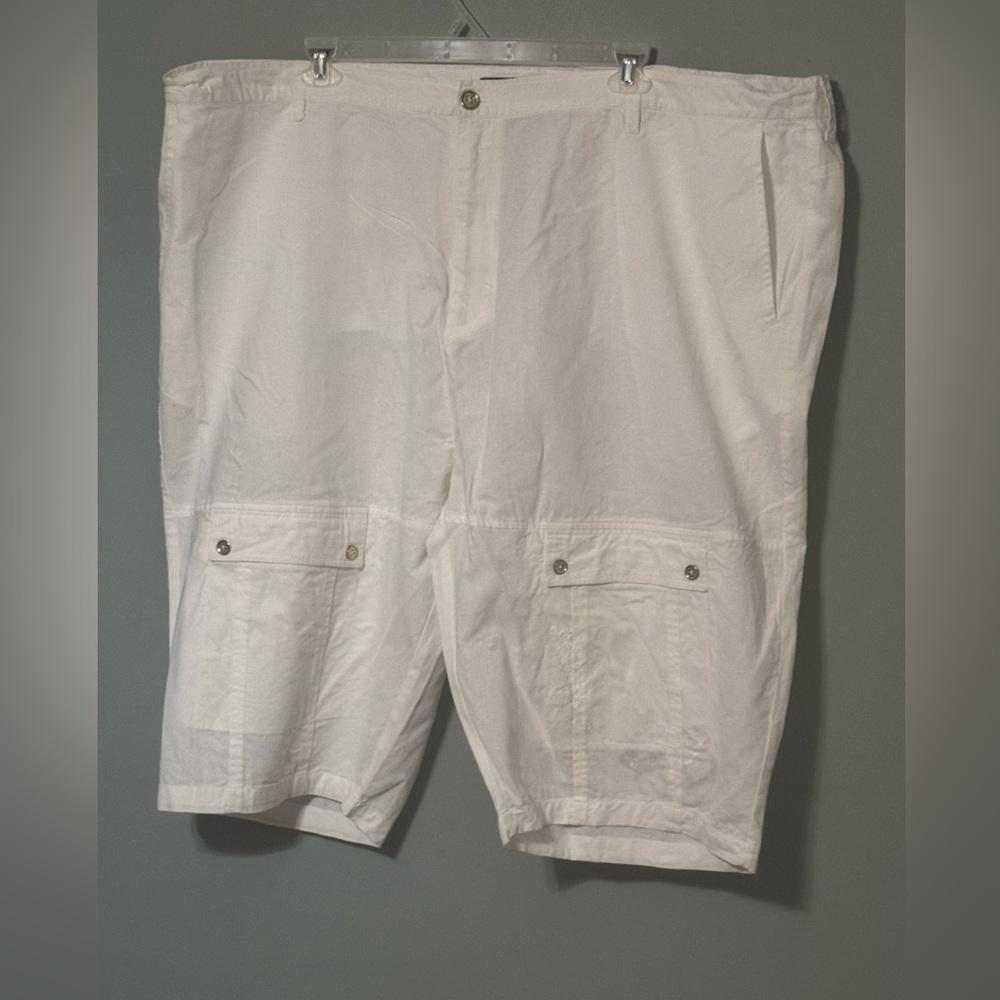 Sean John White Cargo Shorts Relaxed Fit Knee-Length